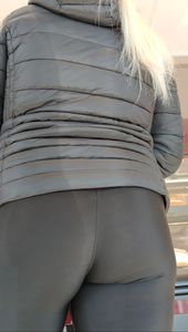 Bubble butt VPL on gorgeous thick blonde