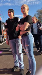 Sexy blonde lesbian in tight jeans