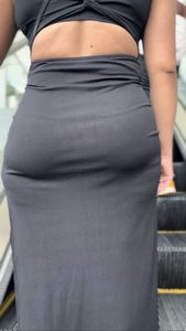 Thick Colombian Milf in Tight Sundress with fat ass on escalator ( OC , VPL)