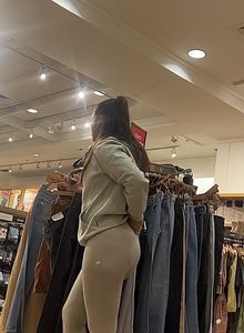 Light skin in grey leggings