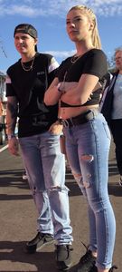 Sexy blonde lesbian in tight jeans