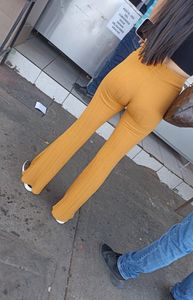 Perfect body pettite in tight orange leggings (OC).