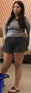 Chubby practice girl in a shorts
