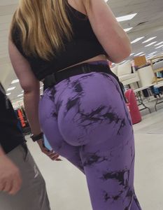Thick Dirty Blonde Pawg in Purple Leggings (Major Wedgie + BEND)