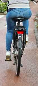 Great tight jeans on bicycle