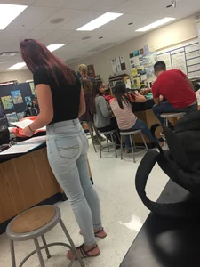 Tight Blue Jeans Candid Photo