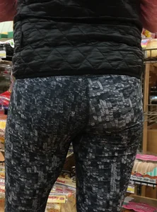 Skinny blonde milf grocery shopping in leggings