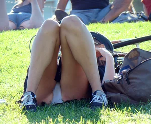Bunch of sexy girls upskirted at parks showing their panties and asses