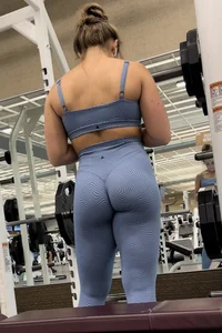 TIGHT TEEN Sculpted ASS in blue patterned leggings, perfect tease face