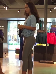 candid sexy girl in grey leggings