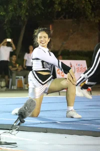 Bunch of athletic Thai cheerleaders at a competition