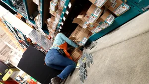 Oblivious Home Depot Milf cleaning up.