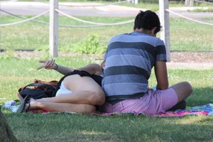 Cutie at the park upskirted showing her white panties