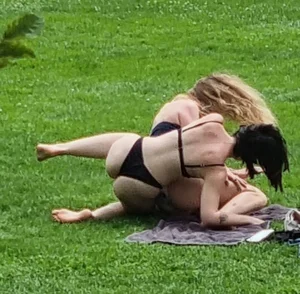 Hot bikini chicks at the river