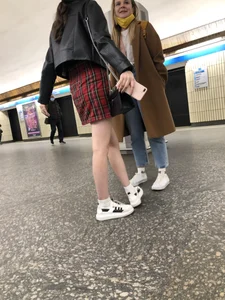 Hot slim legs in subway