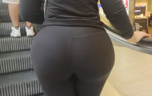 Massive, fake ass Latina stretching leggings