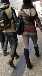 Girl in see through grey spandex showing her panties
