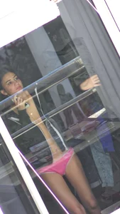 Skinny Candid Girl in Pink Panties Looking Out of the Window Spy Photo
