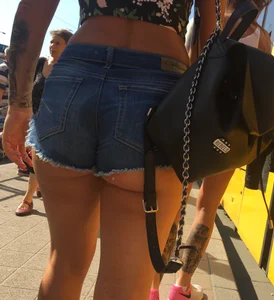 Booty in Denim Shorts Street Candid