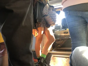 Beautiful Candid Girl With Tattooed (And Slightly Hairy) Legs in Boots and a Dress Public Bus Creepshots Gallery