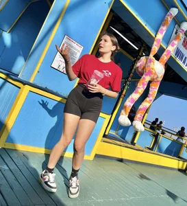 Slim college brunette working at a fair (oc)