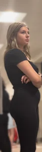 Cute petite blond wearing hot yoga pants