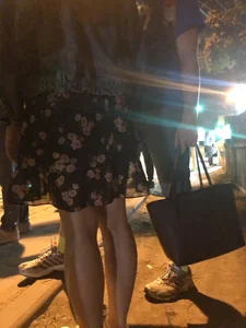 Cute Girl in Transparent Dress Street Creepshot