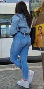 ass in tight blue jeans