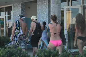 Sexy Florida beach bikini girls, some topless