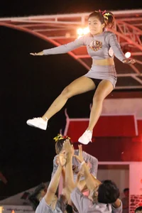Bunch of athletic Thai cheerleaders at a competition