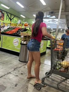 Beautiful Latina booty short denim shorts  bonus fat ass spandex