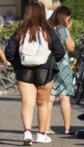 Big butt girl in tight black spandex shorts