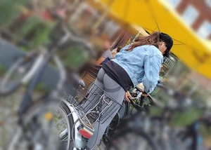 She cared about her bike, I did about her ass (sexy leggings)