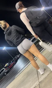 Gym Latina with thick ass and legs in spandex shorts OC