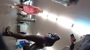 Subway candid closeup vids of a sexy ass in tight pants, footage on escalator