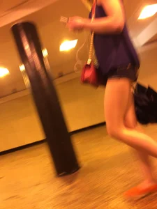 Tall Blonde Girl with Long Muscular Legs Candid