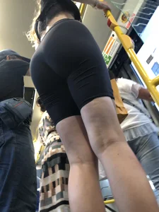 Gorgeous candid girl in spandex shorts bus and street creepshots