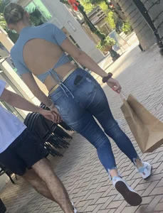 Gorgeous blonde with nice ass walking with boyfriend