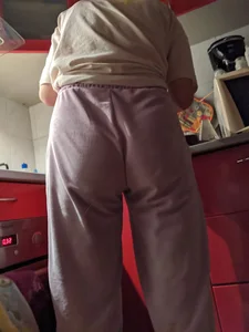 Milf in Loose Pants Standing in the Kitchen Home Booty Closeup