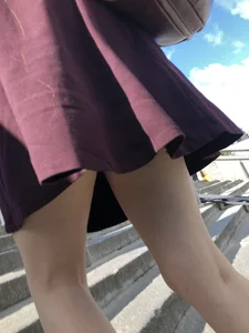 Ginger Girl in a Skirt With Hot Skinny Legs Walking Up the Stairs Street Creepshots