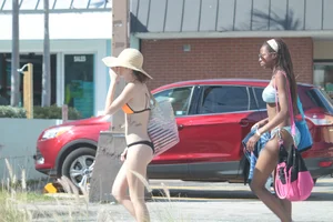 Sexy Florida beach bikini girls, some topless