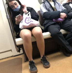 Hot Girl in Pantyhose And a Skirt Creepshots Gallery in a Subway Train and on an Escalator