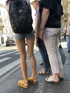 Long Skinny Legs in Sandals Street Creepshot