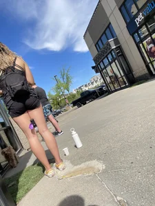 Plump teen VPL biker shorts