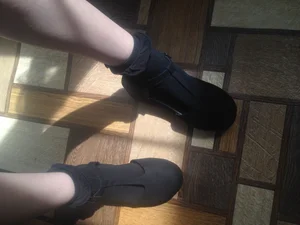 Cute Legs in Sandals and Black Socks Selfie