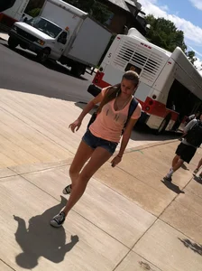 Hot college girl in little jean shorts showing some cheeks and legs