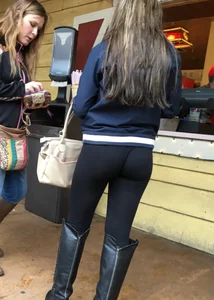 Sexy girl in tight leggings with a great ass and wedgie