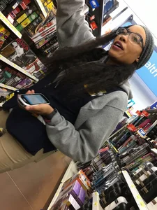 Black Walmart employee with a nice booty in tight jeans