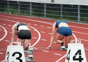 Candid track girls and runners