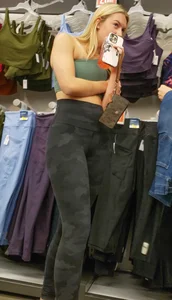 Cute Petite Blonde in Camo Leggings with Face Shots🤤
